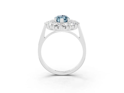 White gold Marquise Cut Halo Cluster Diamond Ring with Pave Band and Four-Prong Setting_3