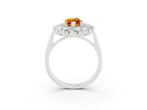 White gold Marquise Cut Halo Cluster Diamond Ring with Pave Band and Four-Prong Setting_3