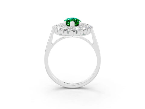 White gold Marquise Cut Halo Cluster Diamond Ring with Pave Band and Four-Prong Setting_3