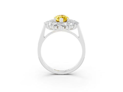 White gold Marquise Cut Halo Cluster Diamond Ring with Pave Band and Four-Prong Setting_3