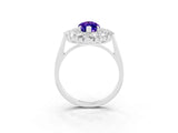 White gold Marquise Cut Halo Cluster Diamond Ring with Pave Band and Four-Prong Setting_3