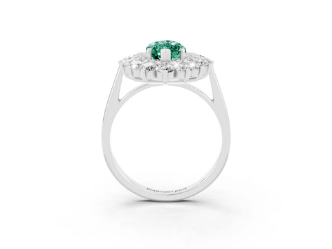 White gold Marquise Cut Halo Cluster Diamond Ring with Pave Band and Four-Prong Setting_3