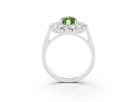 White gold Marquise Cut Halo Cluster Diamond Ring with Pave Band and Four-Prong Setting_3