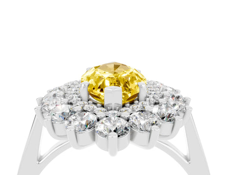 White gold Marquise Cut Halo Cluster Diamond Ring with Pave Band and Four-Prong Setting_4