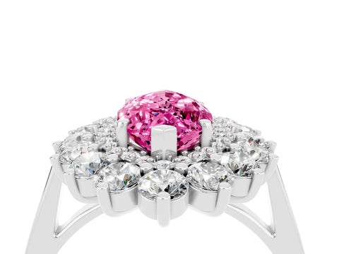 White gold Marquise Cut Halo Cluster Diamond Ring with Pave Band and Four-Prong Setting_4