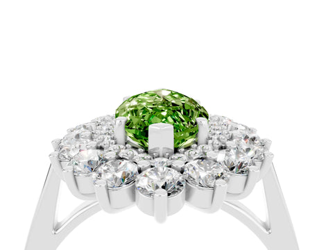 White gold Marquise Cut Halo Cluster Diamond Ring with Pave Band and Four-Prong Setting_4