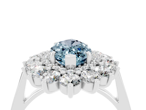 White gold Marquise Cut Halo Cluster Diamond Ring with Pave Band and Four-Prong Setting_4
