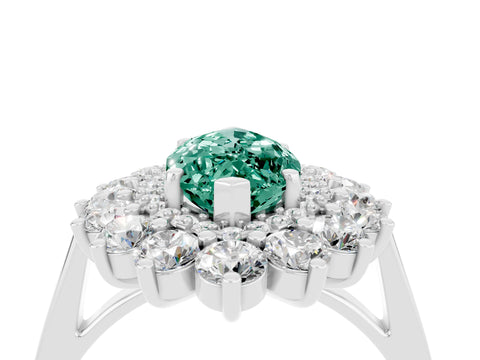 White gold Marquise Cut Halo Cluster Diamond Ring with Pave Band and Four-Prong Setting_4