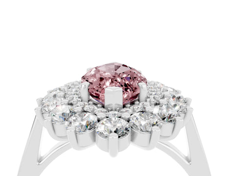 White gold Marquise Cut Halo Cluster Diamond Ring with Pave Band and Four-Prong Setting_4