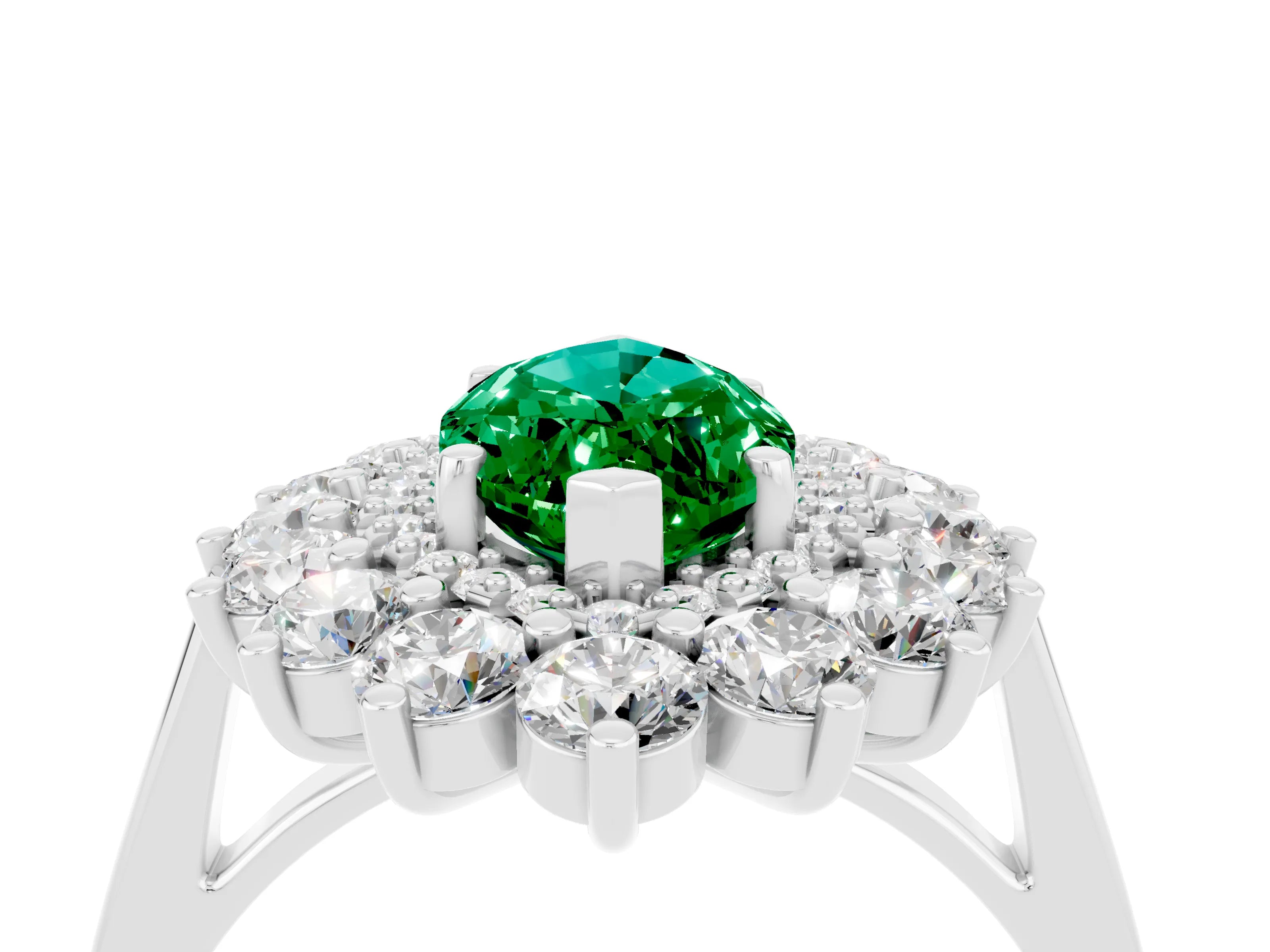 White gold Marquise Cut Halo Cluster Diamond Ring with Pave Band and Four-Prong Setting_4