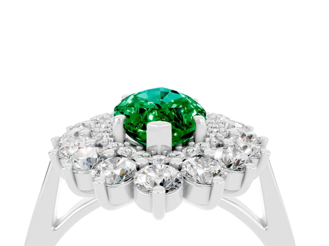 White gold Marquise Cut Halo Cluster Diamond Ring with Pave Band and Four-Prong Setting_4