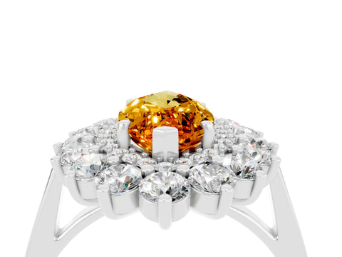 White gold Marquise Cut Halo Cluster Diamond Ring with Pave Band and Four-Prong Setting_4
