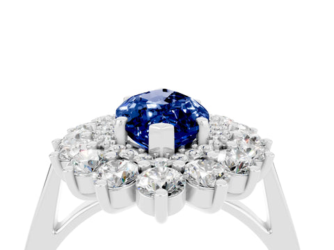 White gold Marquise Cut Halo Cluster Diamond Ring with Pave Band and Four-Prong Setting_4