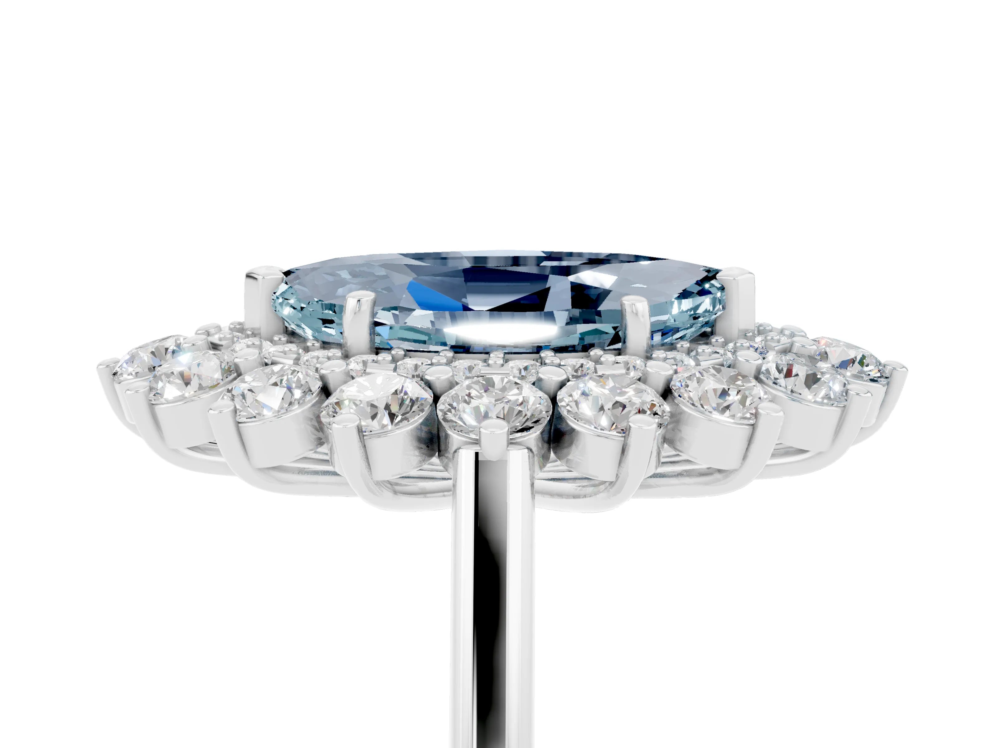 White gold Marquise Cut Halo Cluster Diamond Ring with Pave Band and Four-Prong Setting_5