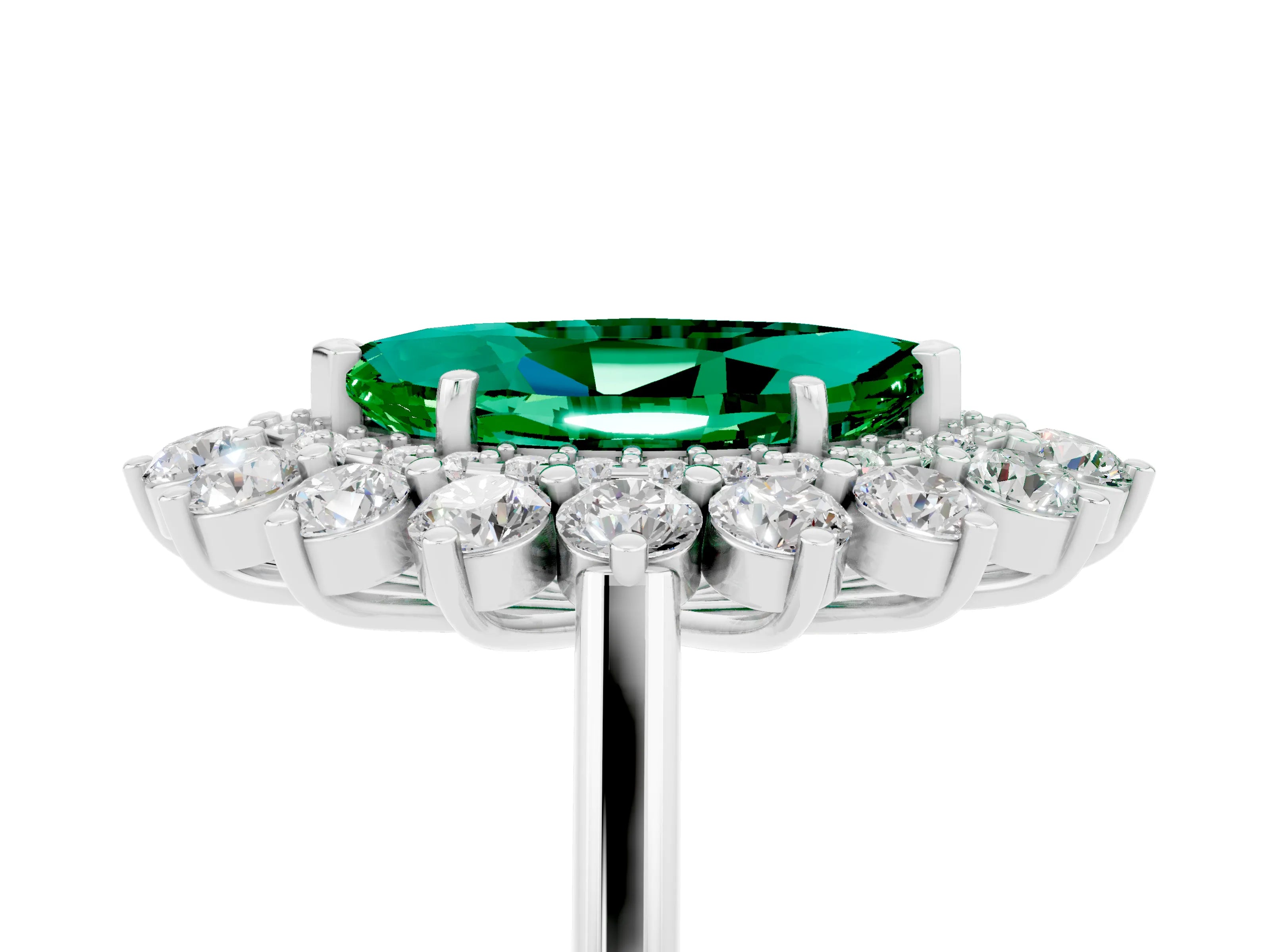 White gold Marquise Cut Halo Cluster Diamond Ring with Pave Band and Four-Prong Setting_5