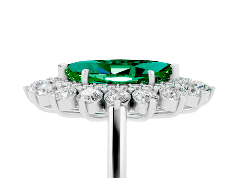 White gold Marquise Cut Halo Cluster Diamond Ring with Pave Band and Four-Prong Setting_5
