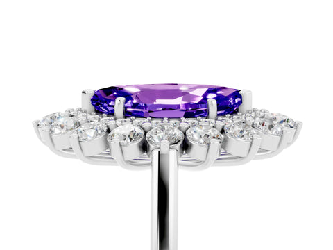 White gold Marquise Cut Halo Cluster Diamond Ring with Pave Band and Four-Prong Setting_5