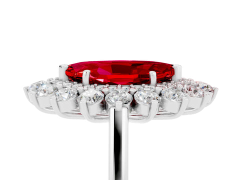 White gold Marquise Cut Halo Cluster Diamond Ring with Pave Band and Four-Prong Setting_5