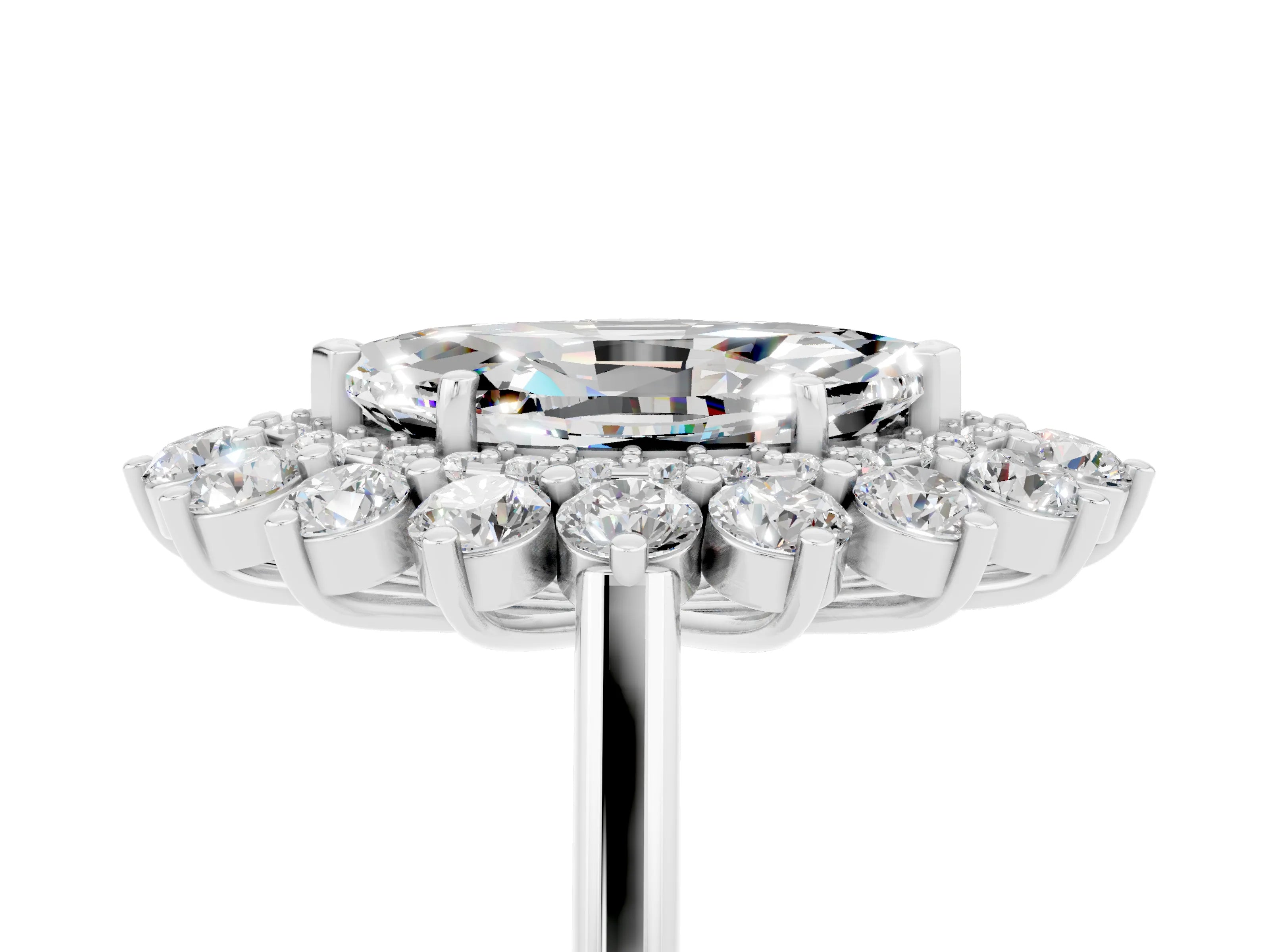 White gold Marquise Cut Halo Cluster Diamond Ring with Pave Band and Four-Prong Setting_5