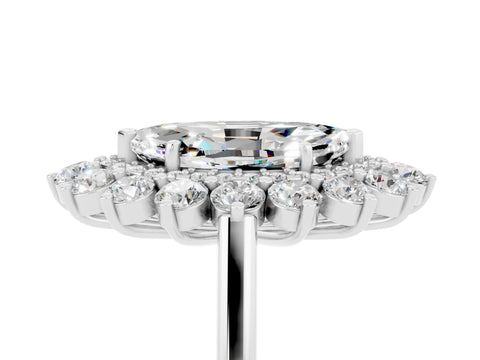 White gold Marquise Cut Halo Cluster Diamond Ring with Pave Band and Four-Prong Setting_5