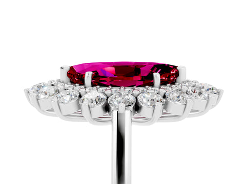 White gold Marquise Cut Halo Cluster Diamond Ring with Pave Band and Four-Prong Setting_5