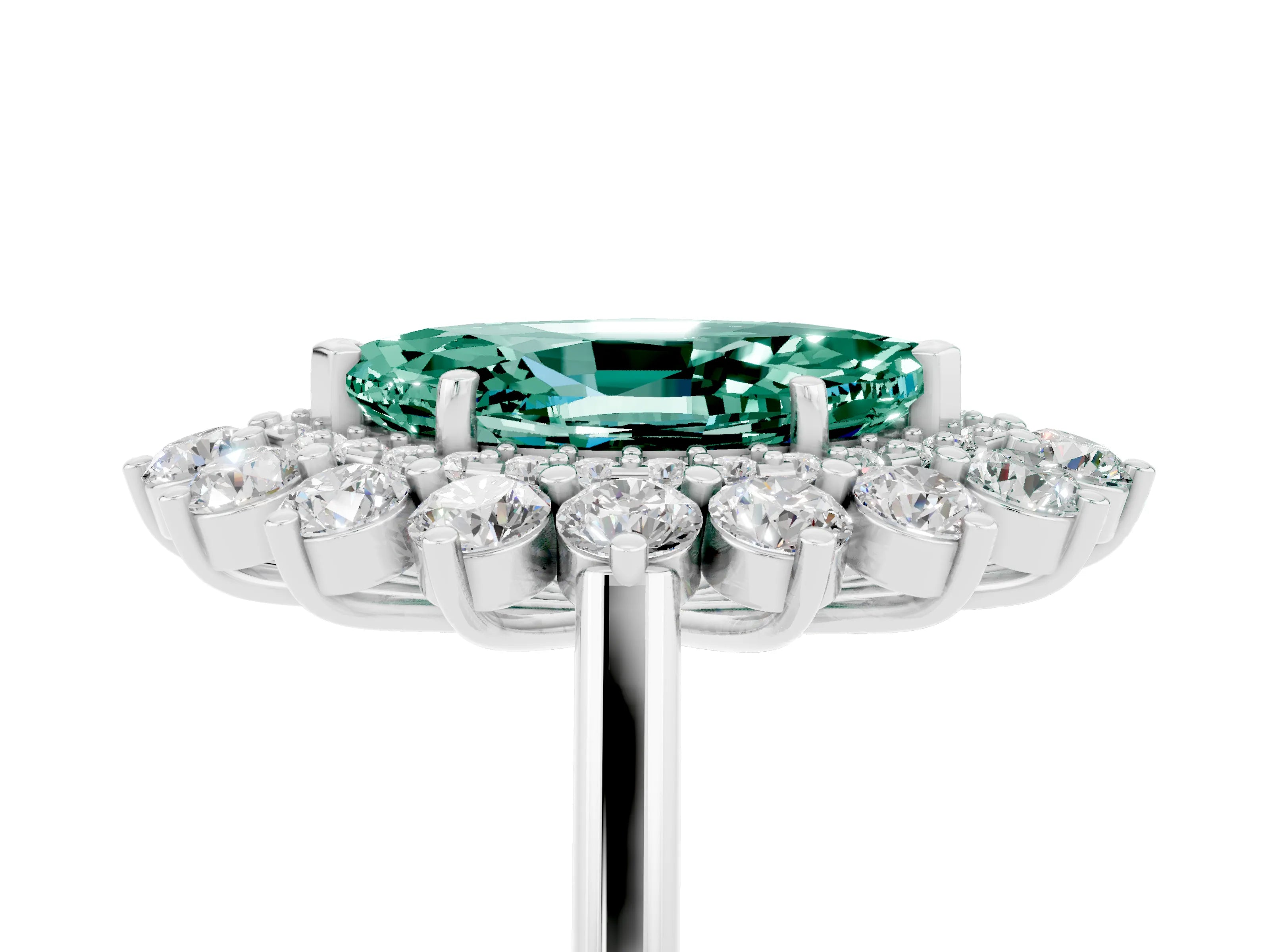White gold Marquise Cut Halo Cluster Diamond Ring with Pave Band and Four-Prong Setting_5