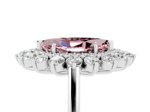 White gold Marquise Cut Halo Cluster Diamond Ring with Pave Band and Four-Prong Setting_5