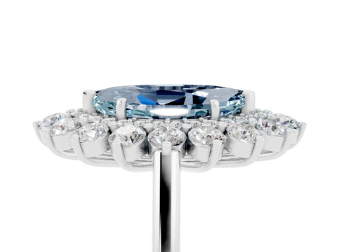 White gold Marquise Cut Halo Cluster Diamond Ring with Pave Band and Four-Prong Setting_5