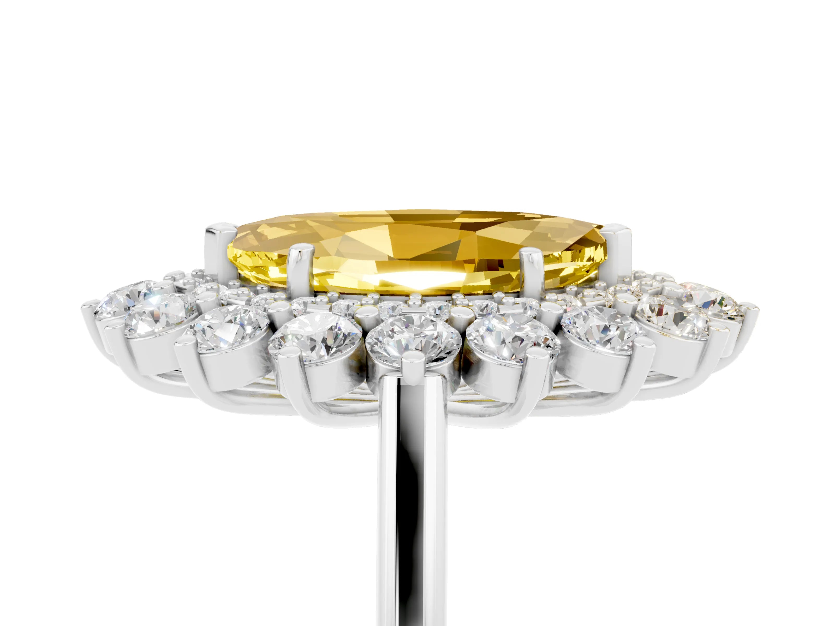 White gold Marquise Cut Halo Cluster Diamond Ring with Pave Band and Four-Prong Setting_5