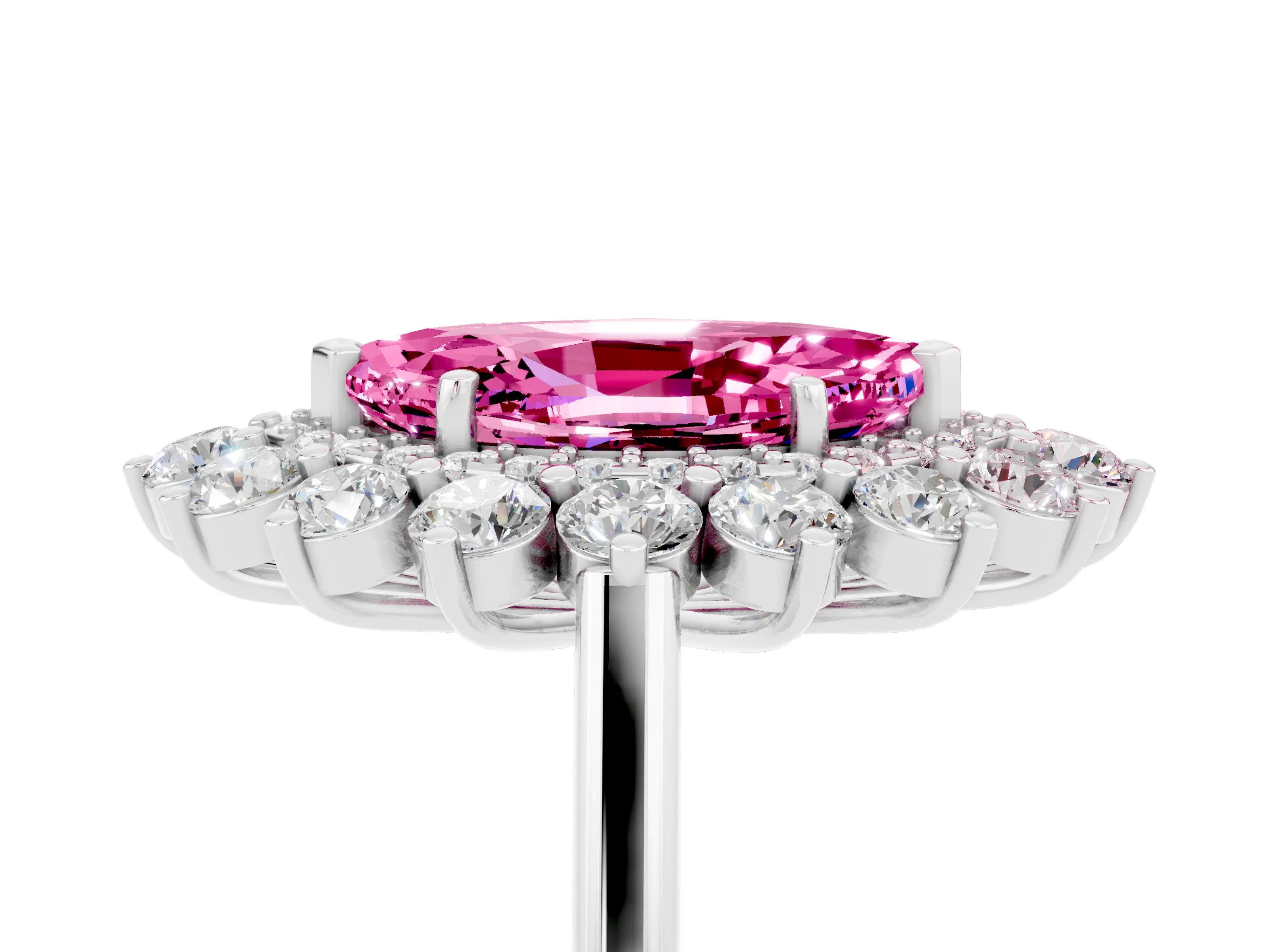 White gold Marquise Cut Halo Cluster Diamond Ring with Pave Band and Four-Prong Setting_5