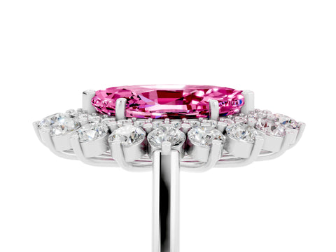 White gold Marquise Cut Halo Cluster Diamond Ring with Pave Band and Four-Prong Setting_5