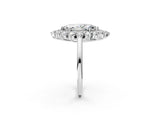 White gold Marquise Cut Halo Cluster Diamond Ring with Pave Band and Four-Prong Setting_9