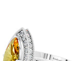 White gold Marquise Cut Halo Diamond Engagement Ring with Milgrain Pave Band and Four-Prong Setting