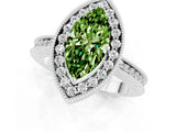 White gold Marquise Cut Halo Diamond Engagement Ring with Milgrain Pave Band and Four-Prong Setting_1