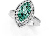 White gold Marquise Cut Halo Diamond Engagement Ring with Milgrain Pave Band and Four-Prong Setting_1