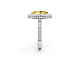 White gold Marquise Cut Halo Diamond Engagement Ring with Milgrain Pave Band and Four-Prong Setting_2