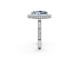 White gold Marquise Cut Halo Diamond Engagement Ring with Milgrain Pave Band and Four-Prong Setting_2