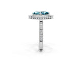 White gold Marquise Cut Halo Diamond Engagement Ring with Milgrain Pave Band and Four-Prong Setting_2