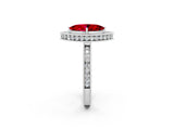 White gold Marquise Cut Halo Diamond Engagement Ring with Milgrain Pave Band and Four-Prong Setting_2