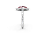 White gold Marquise Cut Halo Diamond Engagement Ring with Milgrain Pave Band and Four-Prong Setting_2