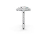White gold Marquise Cut Halo Diamond Engagement Ring with Milgrain Pave Band and Four-Prong Setting_2