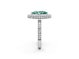 White gold Marquise Cut Halo Diamond Engagement Ring with Milgrain Pave Band and Four-Prong Setting_2