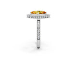 White gold Marquise Cut Halo Diamond Engagement Ring with Milgrain Pave Band and Four-Prong Setting_2