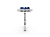 White gold Marquise Cut Halo Diamond Engagement Ring with Milgrain Pave Band and Four-Prong Setting_2