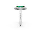 White gold Marquise Cut Halo Diamond Engagement Ring with Milgrain Pave Band and Four-Prong Setting_2