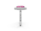 White gold Marquise Cut Halo Diamond Engagement Ring with Milgrain Pave Band and Four-Prong Setting_2