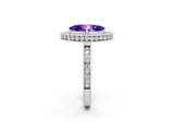 White gold Marquise Cut Halo Diamond Engagement Ring with Milgrain Pave Band and Four-Prong Setting_2