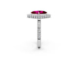 White gold Marquise Cut Halo Diamond Engagement Ring with Milgrain Pave Band and Four-Prong Setting_2