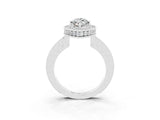 White gold Marquise Cut Halo Diamond Engagement Ring with Milgrain Pave Band and Four-Prong Setting_3
