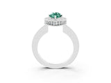 White gold Marquise Cut Halo Diamond Engagement Ring with Milgrain Pave Band and Four-Prong Setting_3